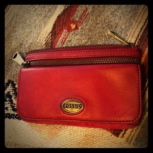 Fossil wallet, soft red leather
